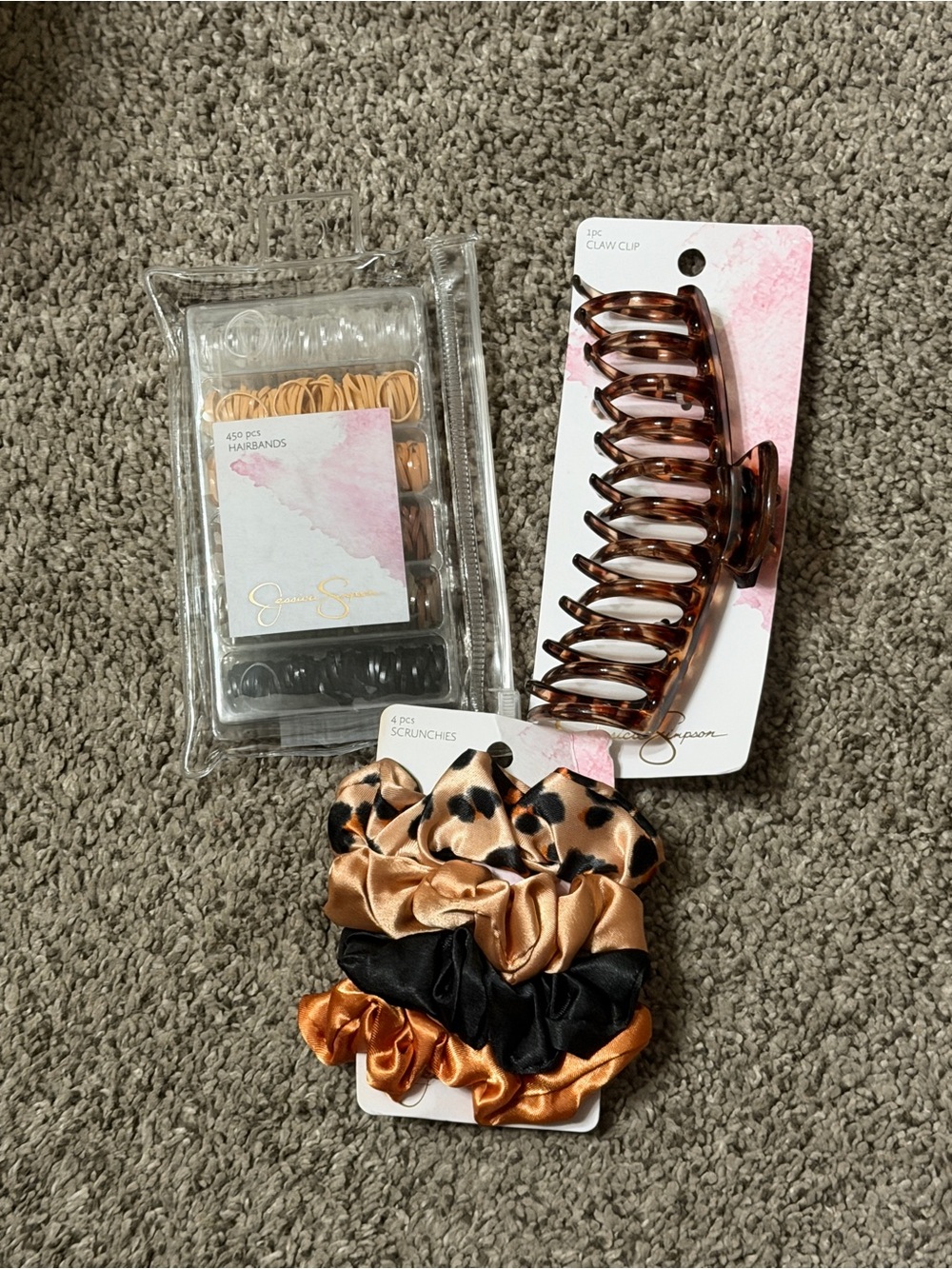 NEW Jessica Simpson Extra Lg Tortoise Claw Clip Scrunchies & 450 Pcs Hairbands